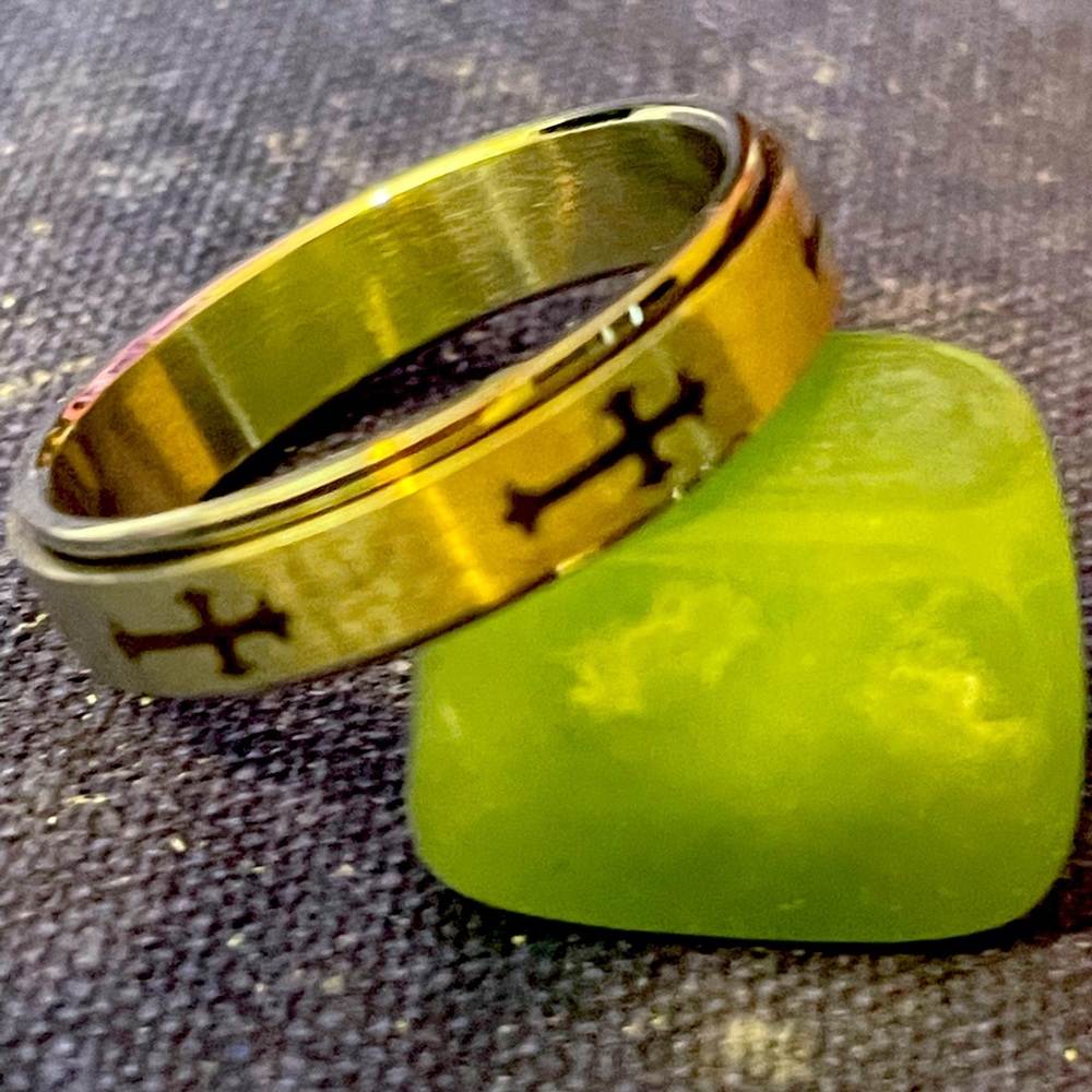 Silver Cross Spinning Ring